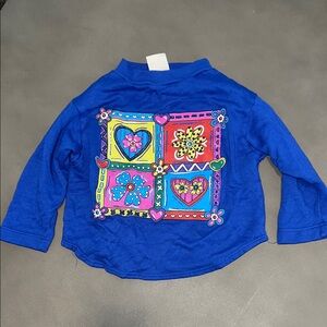 VINTAGE Colorful Kids Long Sleeve Shirt with Flowers and Hearts